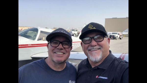 Jeff and I after performing a flawless repair on our plane.