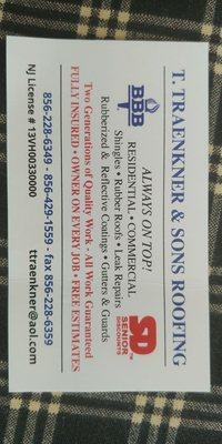 T. Traenkner & Sons Roofing
