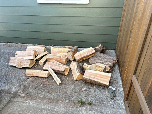 foreground is normal log for size comparison