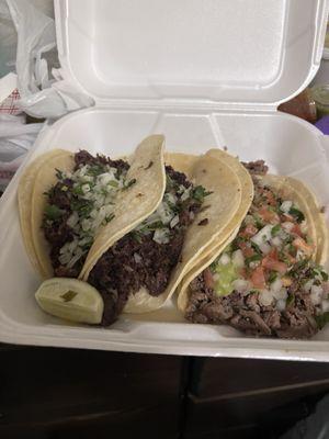 2 tacos de caveza & asada
