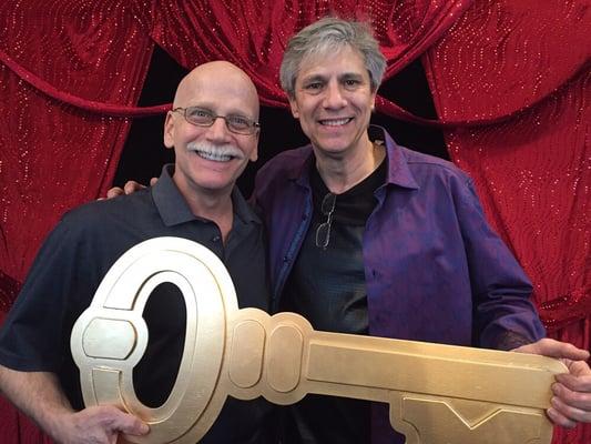 Receiving a golden key of excellence from Discover Magic in Las Vegas