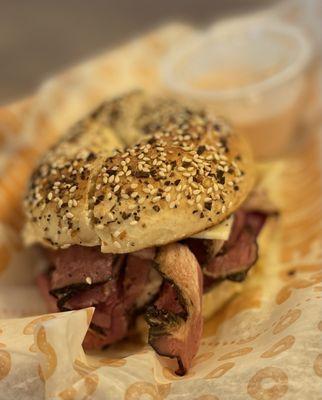Pastrami & Pepperjack on an Everything Bagel!