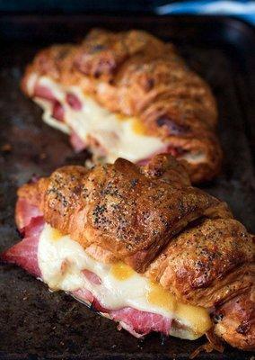Ham croissant sandwich