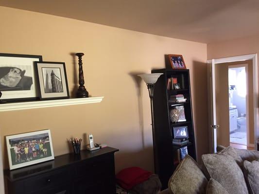 We removed popcorn ceiling, textured the ceiling and walls then painted two coats of premium paint. Customers love the work.