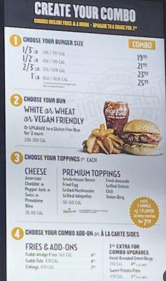 Traditional "create your combo" menu