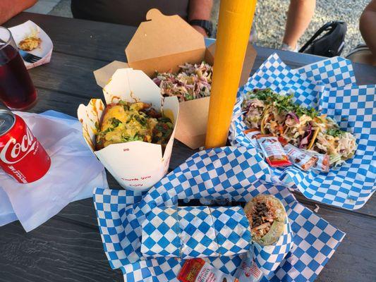 Bulgogi Buttitto, Asian Street Tacos, Won Ton Tacos, & Spicy Korean Wok Bowl.