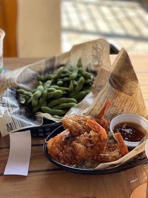 Coconut shrimp and edamame