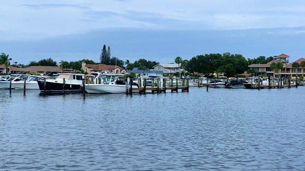 View of the marina from the entry channel