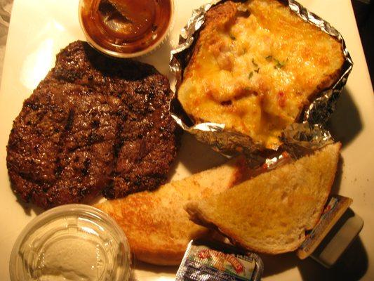 10oz Ribeye w/loaded baked potato.