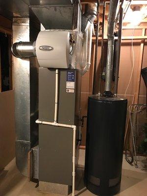 Lennox Air Handler, Aprilaire Humidifier and Rheem Water Heater