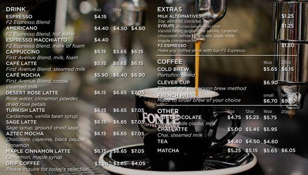 Fonte Coffee Drink Menu (2025)