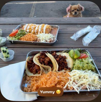 Taco plate and chimichanga