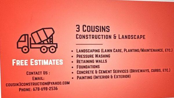 3 Cousin Construction & Landscape