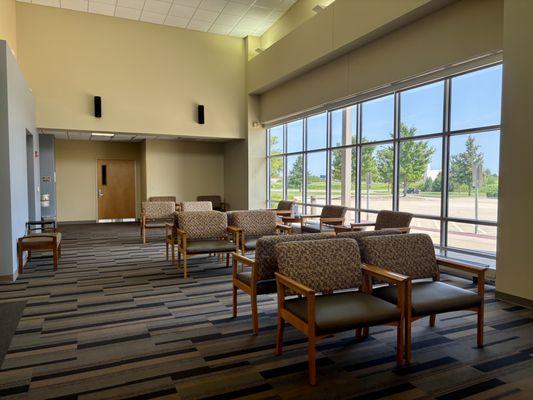 Our lobby includes spacious seating and a TV to pass the time.