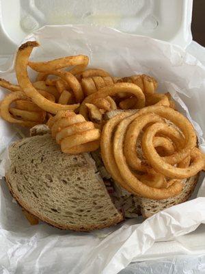 Chicken salad on rye combo- missing a pickle and cole slaw- chicken bones abound though