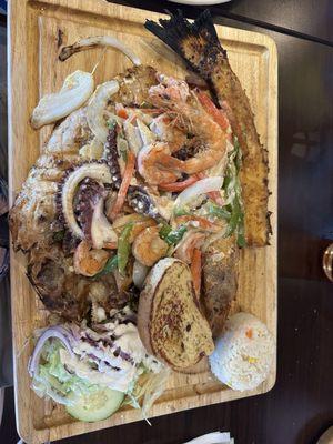 Fish with shrimp prawns and octopus