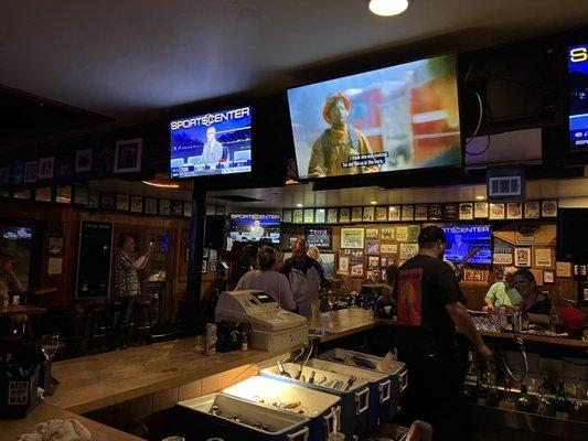 What a great spot, plenty of sports on the tv and live band!