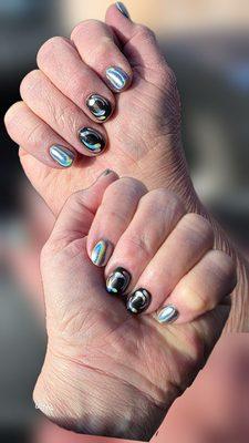 Holographic chrome over black