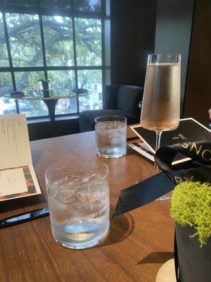 Our table in the dining area overlooking the highland park stores