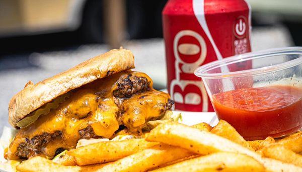 Double CHeddar BUrger combo with fries and a drink