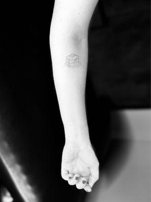 Fine line pancakes with butter and syrup!