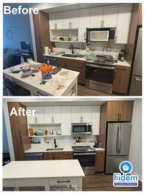 From messy to spotless -- another kitchen transformed by Fidem Cleaning Services!