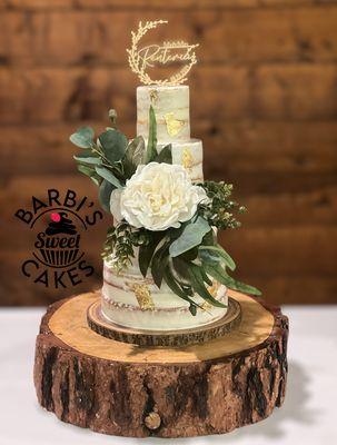 #seminakedcake #weddingcake #4tiers #vintagecake