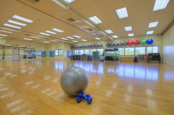 Spacious studios with spring-loaded floor and over 80 classes per week.