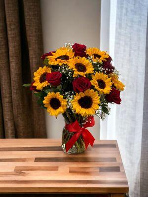 Sunflowers and Roses