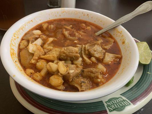 A large bowl of their fresh Menudo