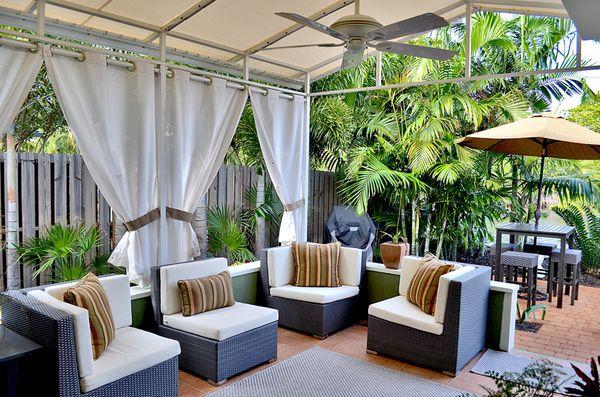 Residential Patio Awning with Curtains