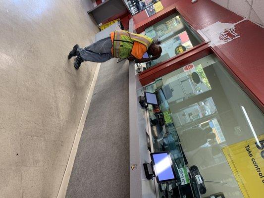 Waiting while the clerk is doing nothing