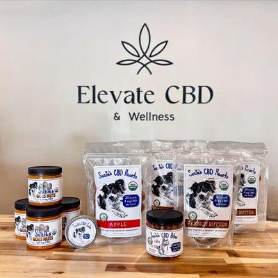 CBD for the fur babies! Infused peanut butter, salve, treats for dogs, bites for cats to help with pain, sleep, stress, anxiety, and more!
