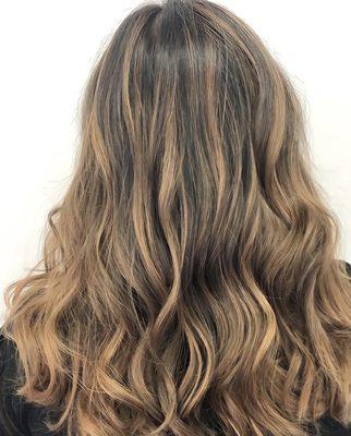 sun-kissed brunette highlights