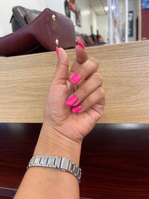 My beautiful barbie pink gel nails
