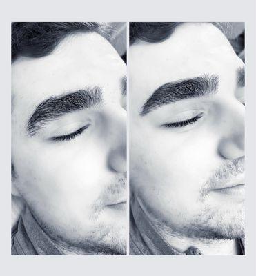 Client before and after brow wax.