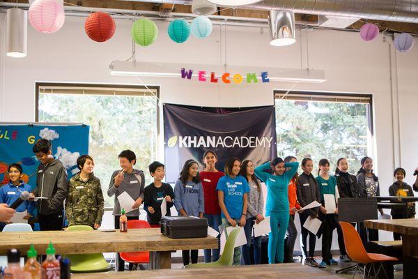 Khan Lab School students waiting for their mentors at Khan Academy