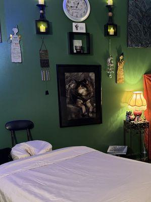 Massage room by the fireplace