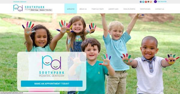 A website for a Pediatric Dentist. To see the full website go to southparkpediatricdentistry.com.