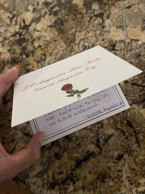 She sent me a thank you note! What a nice touch