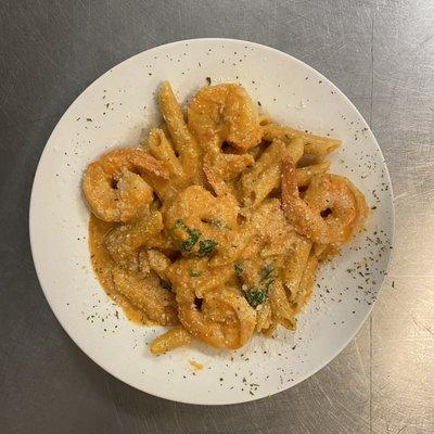 penne vodka with shrimp!