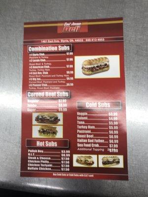 Single meat & Combination Subs & Corned Beef