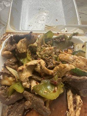 Three Meats with Hot & Spicy Sauce