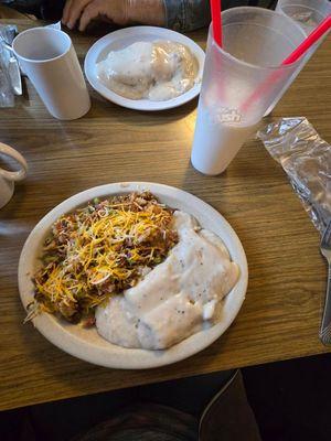 meats and cheese and eggs scrambled. delightful