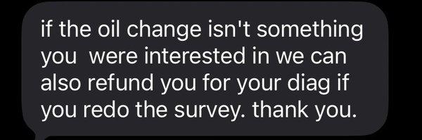 Tasca offering to pay me off to remove bad reviews and replace them with good.