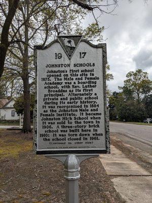 Johnston Schools Historical Marker