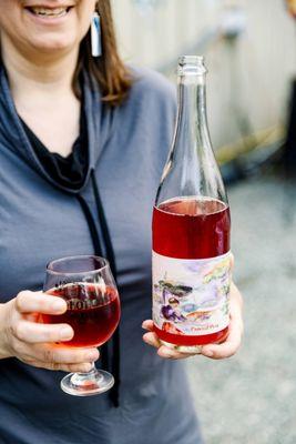 Painted Pear bottle and glass