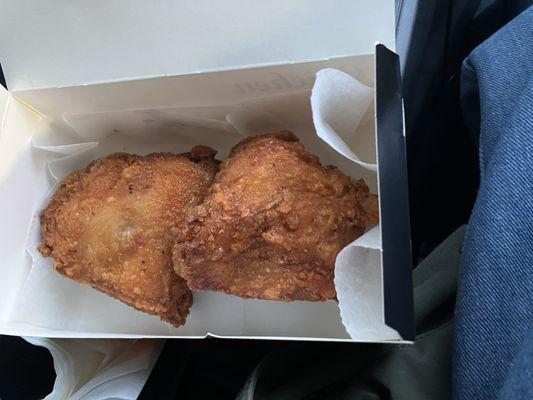 Tasty crispy juicy fried chicken thigh