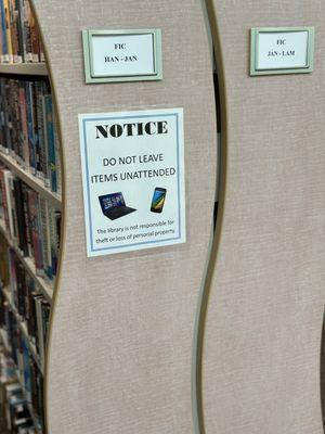 More signs: Don't walk away from your stuff