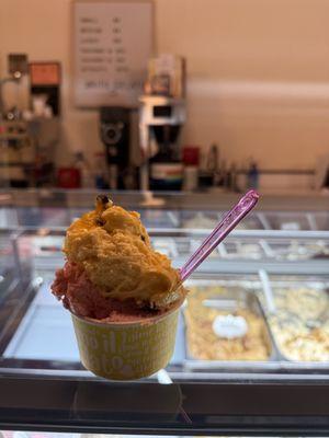 orange cooke + strawberry sorbet